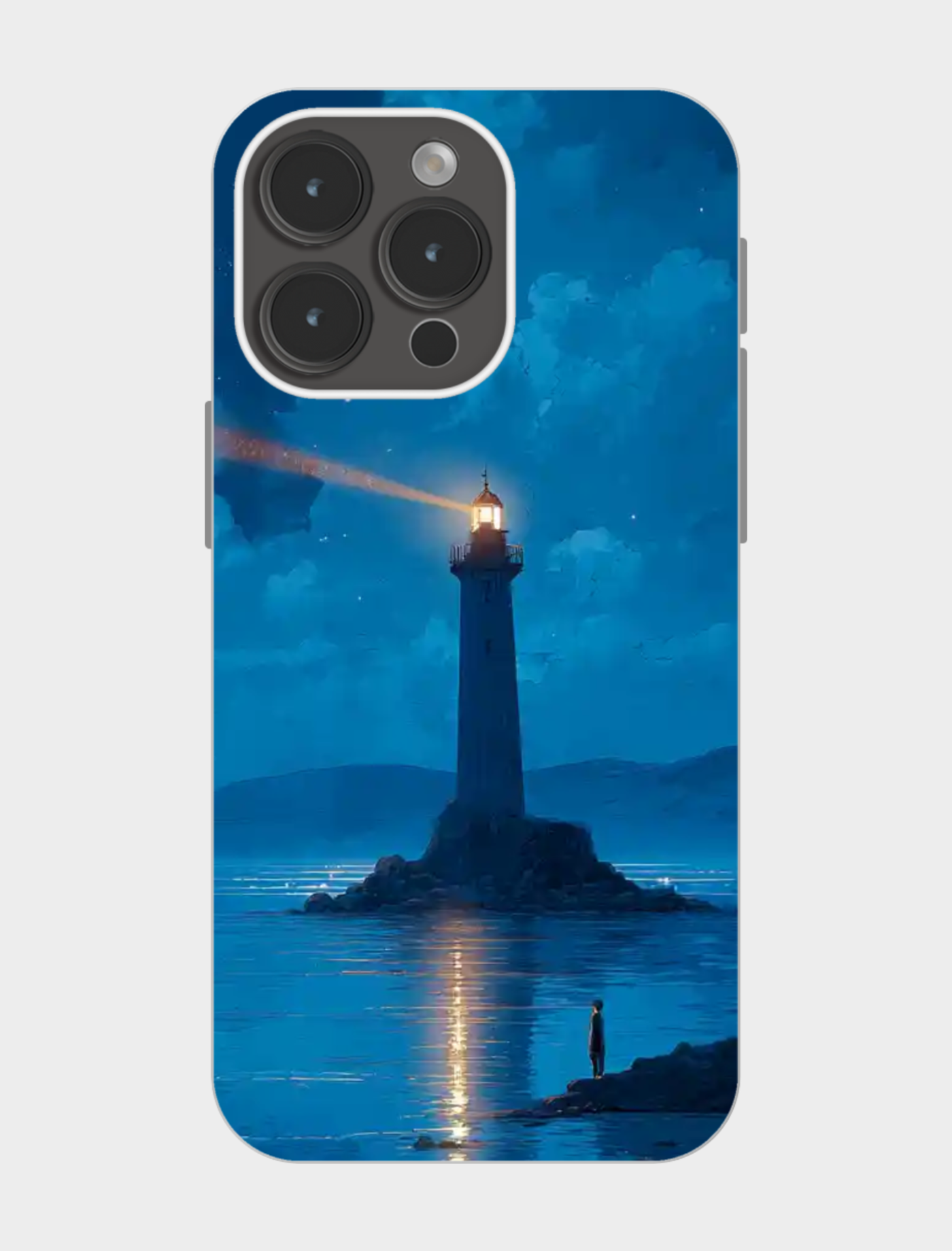 灯塔下的孤独身影✨夜海微光治愈瞬间🌊