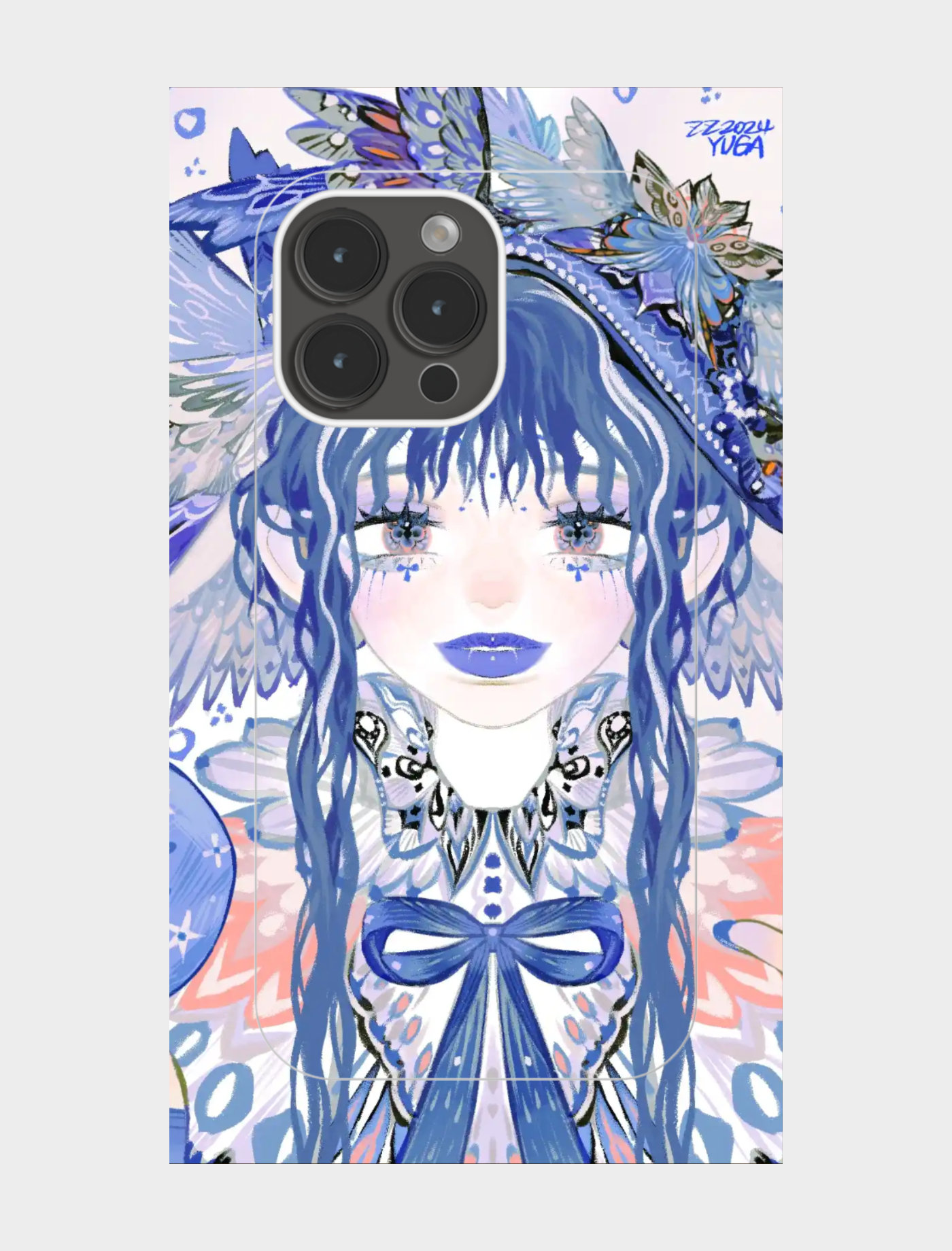 蓝发少女梦幻蝶翼风手机壳✨绝美设计爱了!